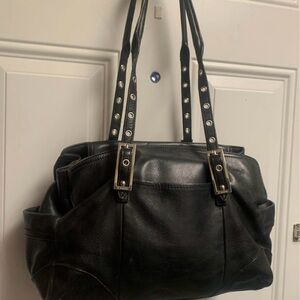 b. makowsky Black Leather Shoulder Bag